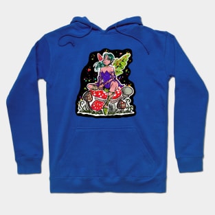 Colorful Fairy Sitting on Mushrooms Hoodie